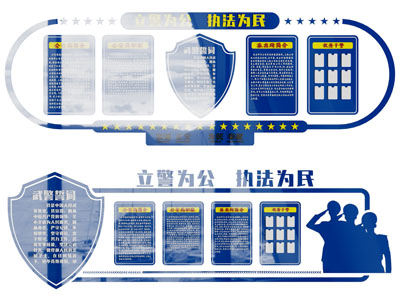 现代警察党建文化宣传背景墙