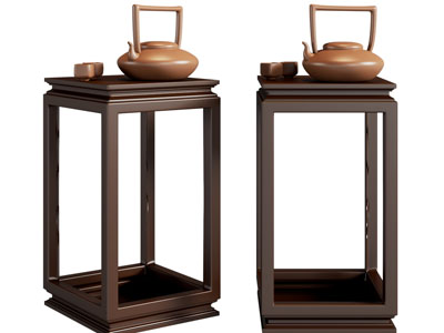 新中式边几、茶具杯子