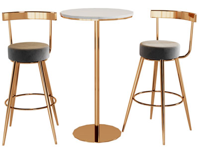 现代轻奢吧椅边几