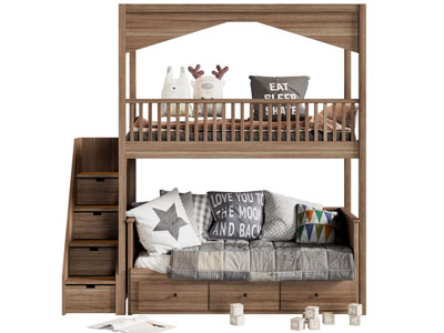 现代实木儿童上下床