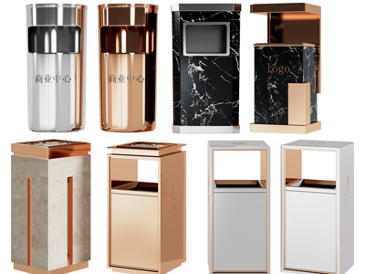 现代酒店写字楼金属垃圾桶