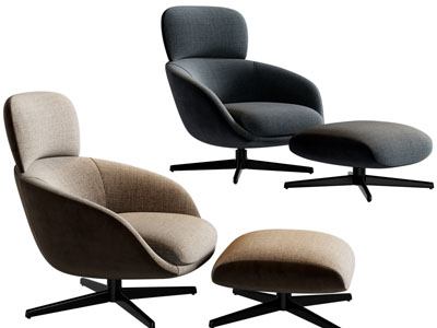 现代休闲椅子、脚踏