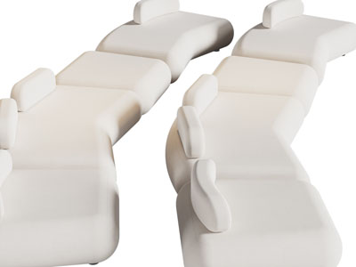 现代白色弧形多人沙发