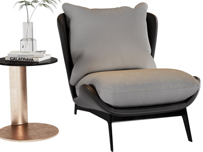 现代休闲椅子、边几