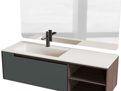 现代悬挂式洗手台、镜子