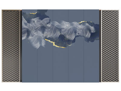 新中式背景墙3d模型 新中式背景墙