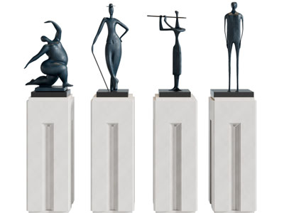 现代抽象人物雕塑雕刻摆件组合