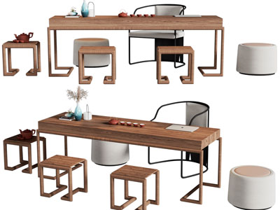 新中式实木餐桌椅组合