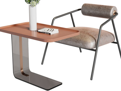 现代休闲椅子、边几