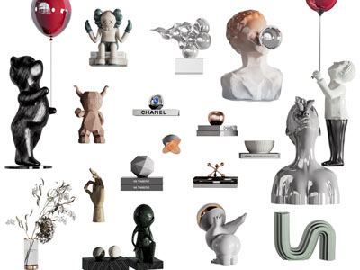 现代雕塑雕刻、装饰品摆件组合