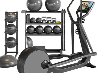 现代跑步机、篮球架健身器材