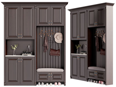 美式实木玄关装饰鞋柜