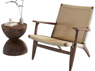 侘寂风休闲椅子和边几