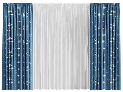 现代儿童卡通图案的布艺窗帘窗纱