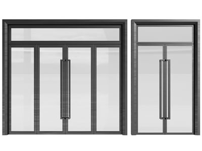 现代办公双扇玻璃平开门、大门