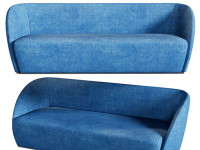 现代布艺蓝色多人沙发