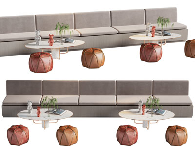 现代卡座餐桌椅组合