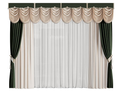 欧式带帘头的窗帘窗纱