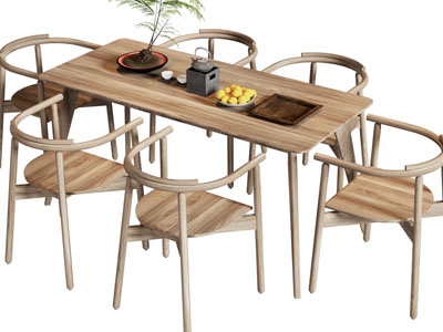 新中式实木茶桌椅组合