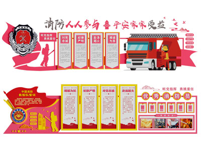 现代消防知识宣传背景墙