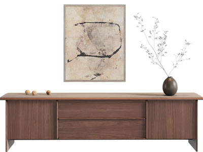 侘寂风电视柜、摆件