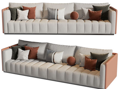 现代布艺多人沙发