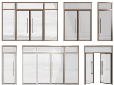 现代办公玻璃双开门