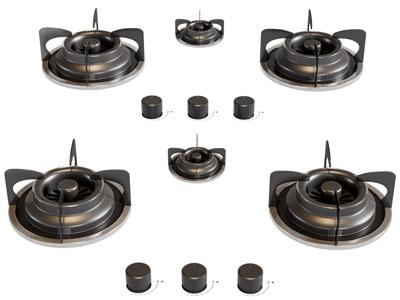 现代燃气灶开关、灶头