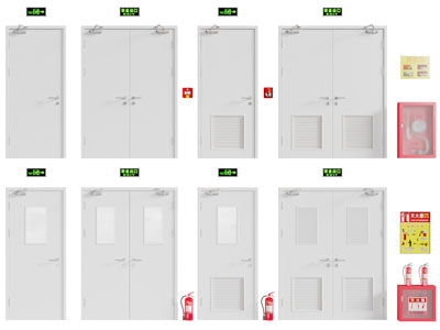 现代防火平开门、消防栓、灭火器消防设备