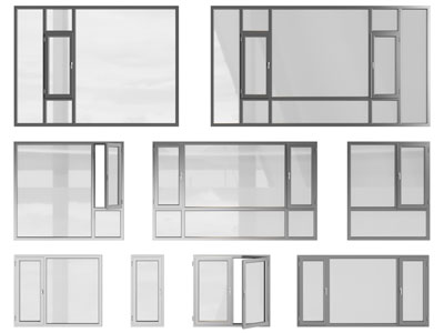 现代玻璃平开窗