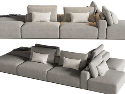 现代块状多人沙发