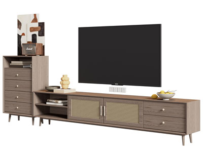 北欧实木电视柜、边柜、电视机