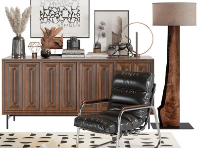 现代玄关柜、边柜、休闲椅子