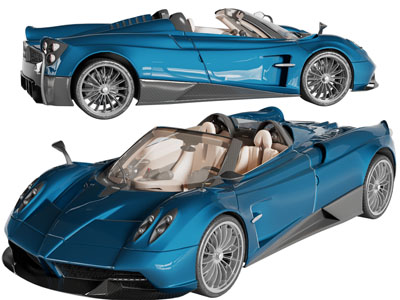 现代蓝色敞篷汽车