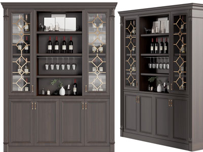 美式酒柜3d模型 美式酒柜