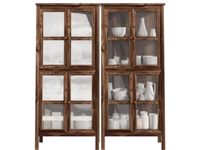 现代实木玻璃柜门的餐边柜