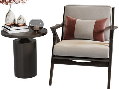 现代休闲椅子、边几
