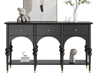 法式黑色玄关柜、边柜