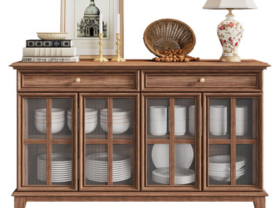 美式实木餐边柜、饰品摆件