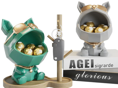 现代轻奢钥匙收纳架、卡通动物收纳摆件