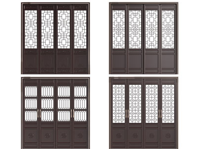新中式雕花镂空双开门