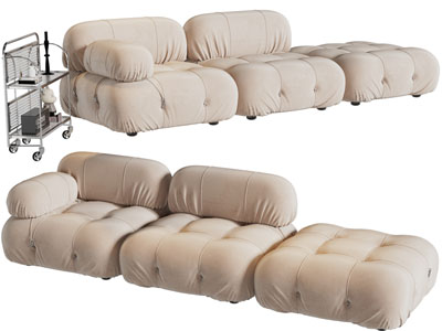 现代布艺多人沙发