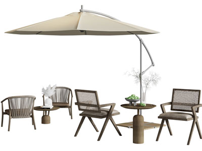 现代户外休闲椅子、遮阳伞