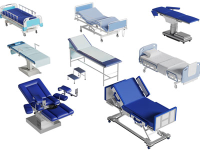 现代医院可调整高度的病床、治疗床