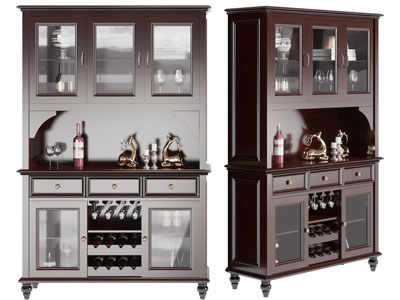 美式实木餐边柜