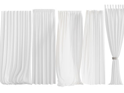 现代白色窗帘、布帘