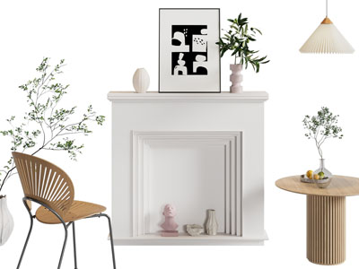 美式壁炉火炉、休闲椅子