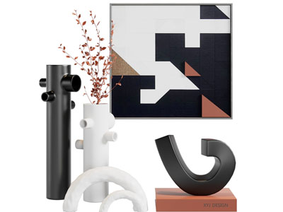 现代花瓶花卉、装饰品摆件组合