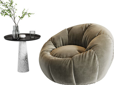 现代懒人沙发、边几