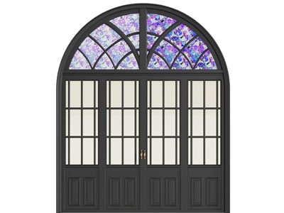 法式拱形玻璃双开门
